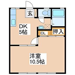 宮崎ハイツ 1DKの間取図画像