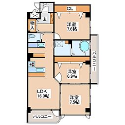 サンエコーチノ 3LDKの間取図画像