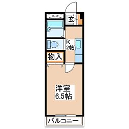 レジデンス923上諏訪 1Kの間取図画像