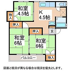 ハイツ南原山 3Kの間取図画像