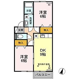 エスポワールY 2DKの間取図画像