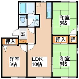 フレグランスアップルA 3LDKの間取図画像
