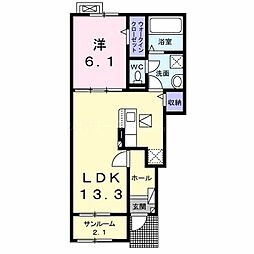 D・KカクモII 1LDKの間取図画像
