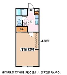 フルール梨の木 1階1Kの間取り
