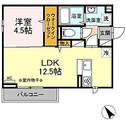 Noble 1階1LDKの間取り