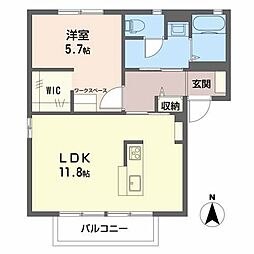 コスモスハイツ ABC 1階1LDKの間取り