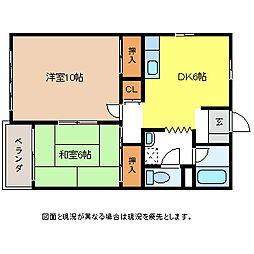 花岡ビルアパート 2DKの間取図画像