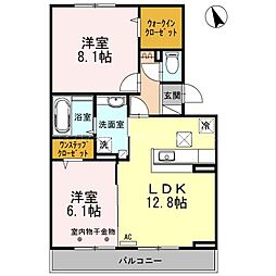 Asperge百瀬 1階2LDKの間取り
