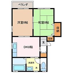 ディアスメイA 2DKの間取図画像