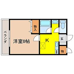 ステーション102コーポ 1Kの間取図画像