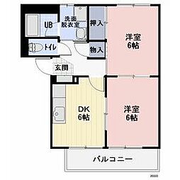 サープラスディ・ゾンネ 2DKの間取図画像
