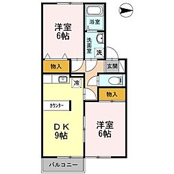 ヴィレッジ原 2LDKの間取図画像