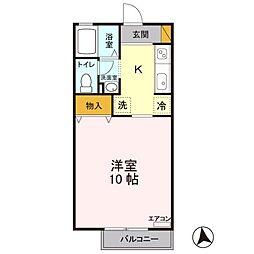 リビングタウン広丘A 1Kの間取図画像