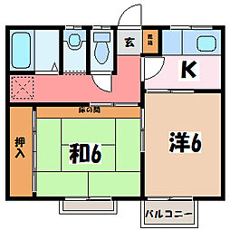 アルプスハイツパート2 2Kの間取図画像