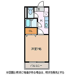 コモンハウスナカジマ 1Kの間取図画像