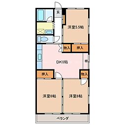 長丘タウンハウス 3DKの間取図画像