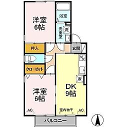 カルム松沢A 2LDKの間取図画像