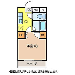 ヒューマンライフギブ&ギブB 1Kの間取図画像