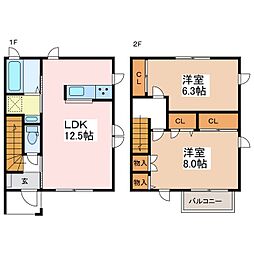 グレースコートA棟 2LDKの間取図画像