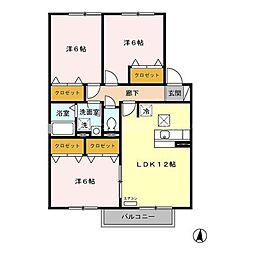インペリアルコートB 3LDKの間取図画像