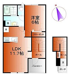 オーナーズガーデン西立野 2階1LDKの間取り