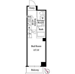 アーバンスクエア大山 3階1Kの間取り