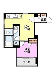 ラ・コリーヌ 藤 1LDKの間取図画像