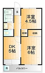 近藤ハイツ 2DKの間取図画像