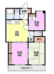 ガーデンハウス池田 3DKの間取図画像