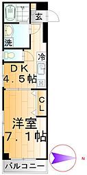 グレイス西東京 1DKの間取図画像