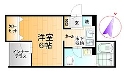 シエルソレイユ 1Kの間取図画像