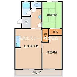 コーポ江戸屋敷200 2LDKの間取図画像