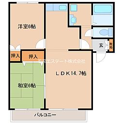リバービューこもりのB 2LDKの間取図画像