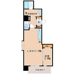 アヴァンティ久留米中央 1LDKの間取図画像
