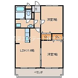 CastleRio 2LDKの間取図画像