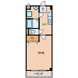 グリーン花水木 1Kの間取図画像