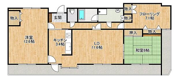 スターズマンション寿町(3LDK) 3階の間取り