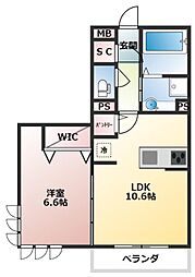 チャルダッシュ 1LDKの間取図画像