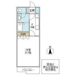 グランティス 1Kの間取図画像