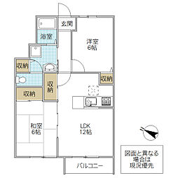 フランサ1 2LDKの間取図画像