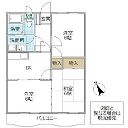 メゾンダイトク 1階3DKの間取り