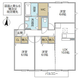 パセーオ 1階3LDKの間取り