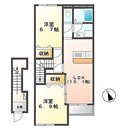 Honesty 2階2LDKの間取り