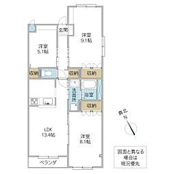 コンフォール里根川2 3LDKの間取図画像