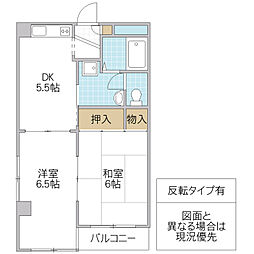ミキはうすA 2DKの間取図画像