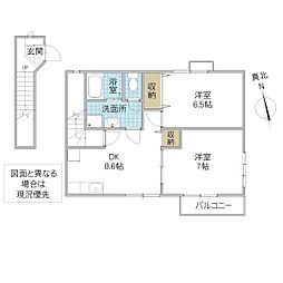 トゥッティ・ジャルディーノ I 2階2DKの間取り