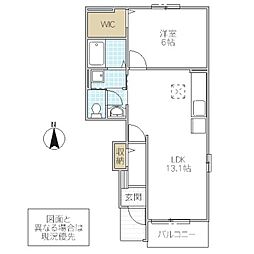 リバイバル M 1階1LDKの間取り