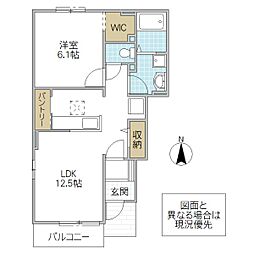 La Luce.S. III 1階1LDKの間取り