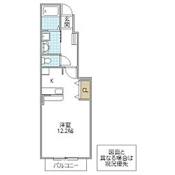 OHANA 1階ワンルームの間取り