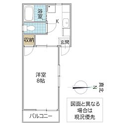 コーポクボタ 1Kの間取図画像